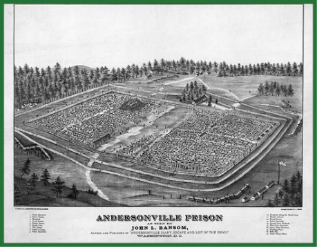 Pohled na zajatecký tábor Andersonville v Georgii od Johna L. Ransoma. (zdroj: <a href="http://hdl.loc.gov/loc.pnp/pga.02585">Library of Congress</a>)